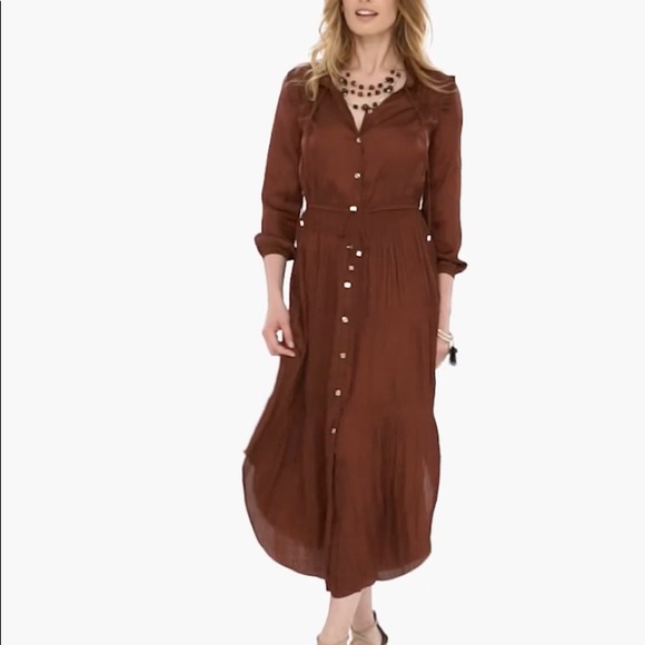 Chico's Dresses & Skirts - New with tag Chico’s chocolate Peasant Detail Dress side 4-6 S